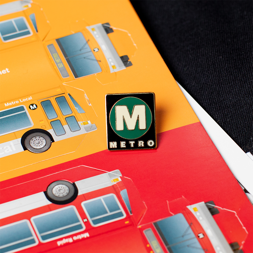 Vintage Metro Logo Green Enamel Pin