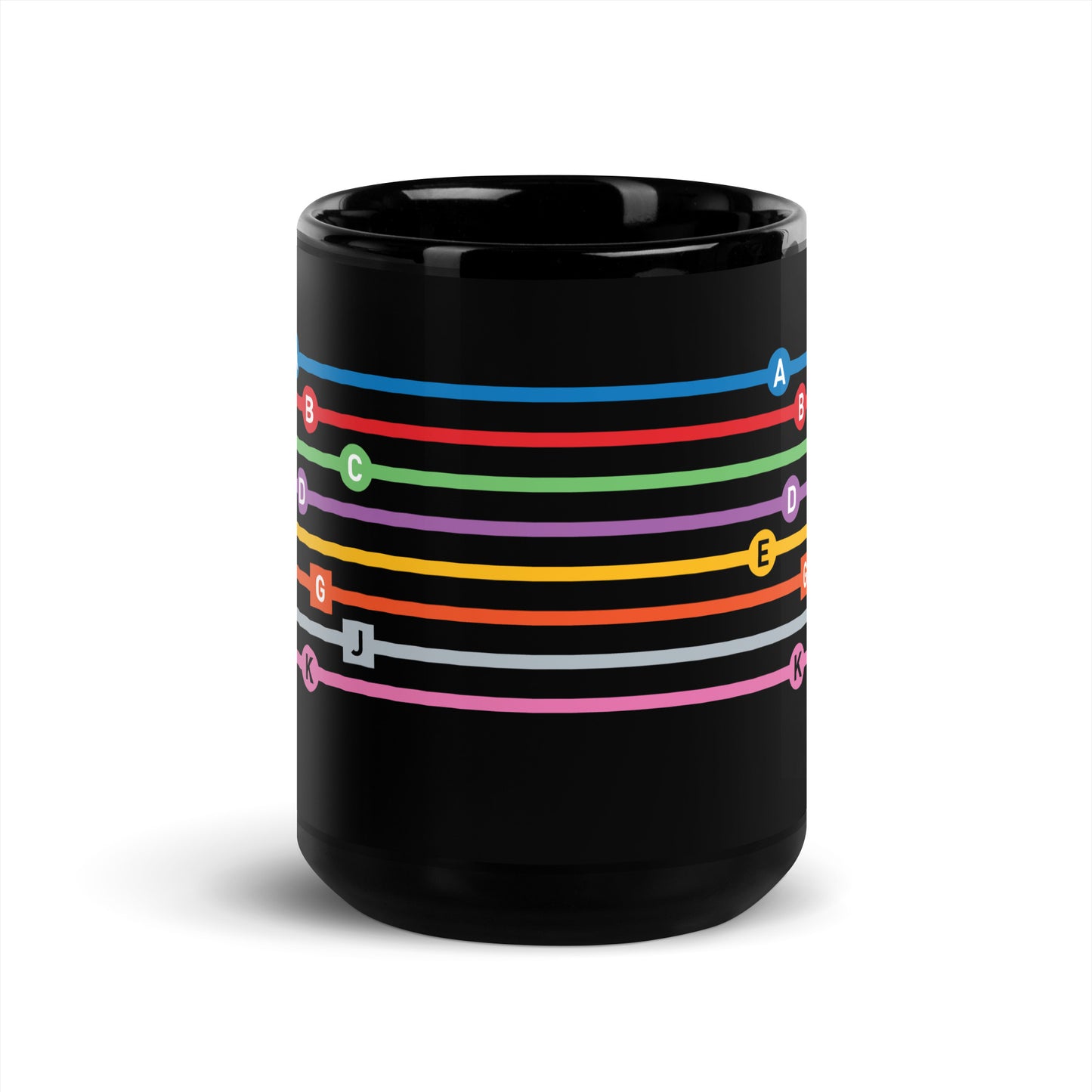 Line Letters Black Glossy Mug