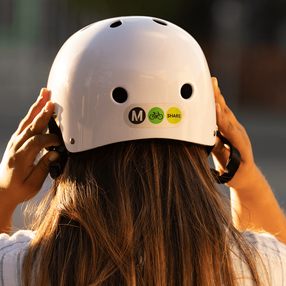 White Bike Share Helmet Reflective Decal