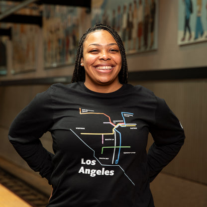 Los Angeles Dark Mode Map Unisex Long Sleeve Tee