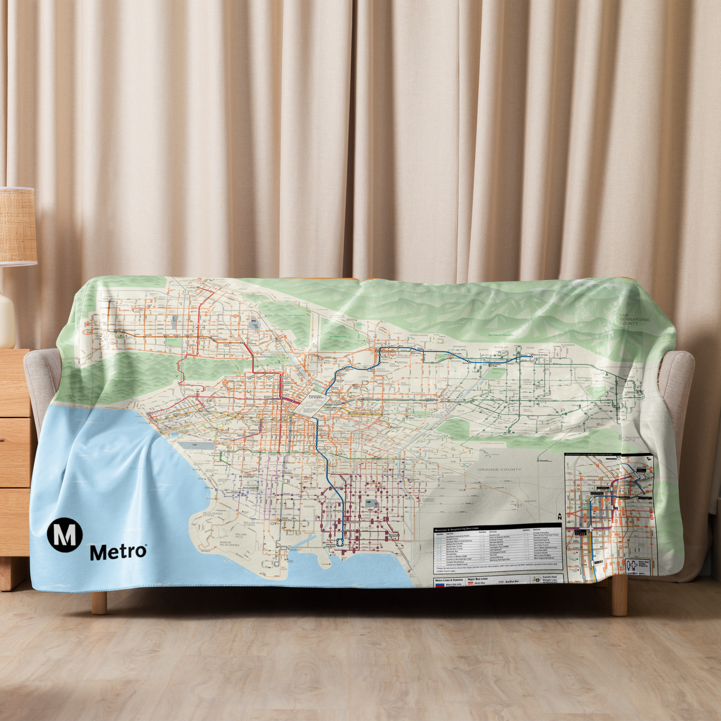 Los Angeles Metro System Map Sherpa Blanket