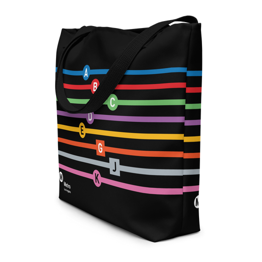 Line Letters Large Tote Bag w/ Pocket