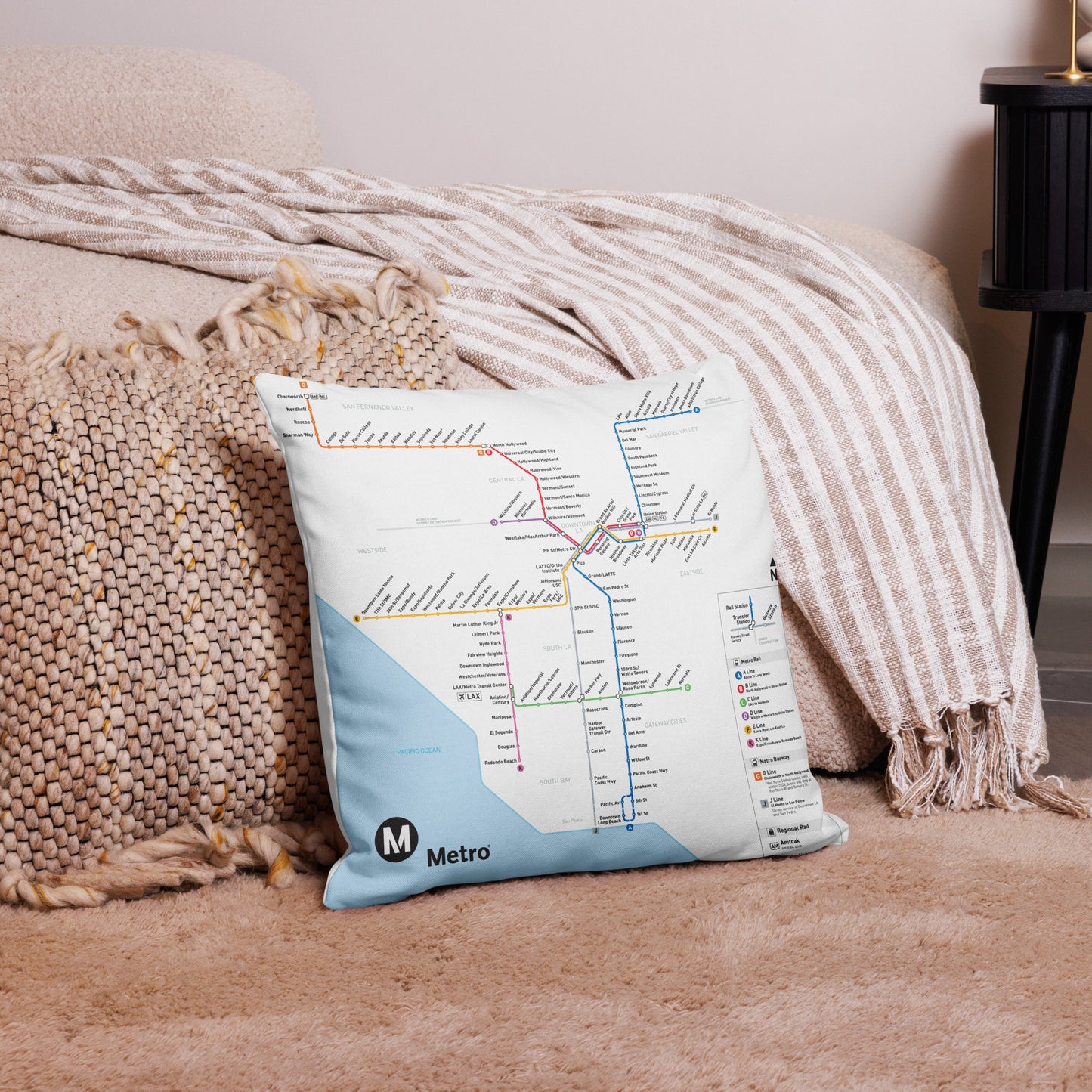 Los Angeles Metro Transit Map Premium Pillow