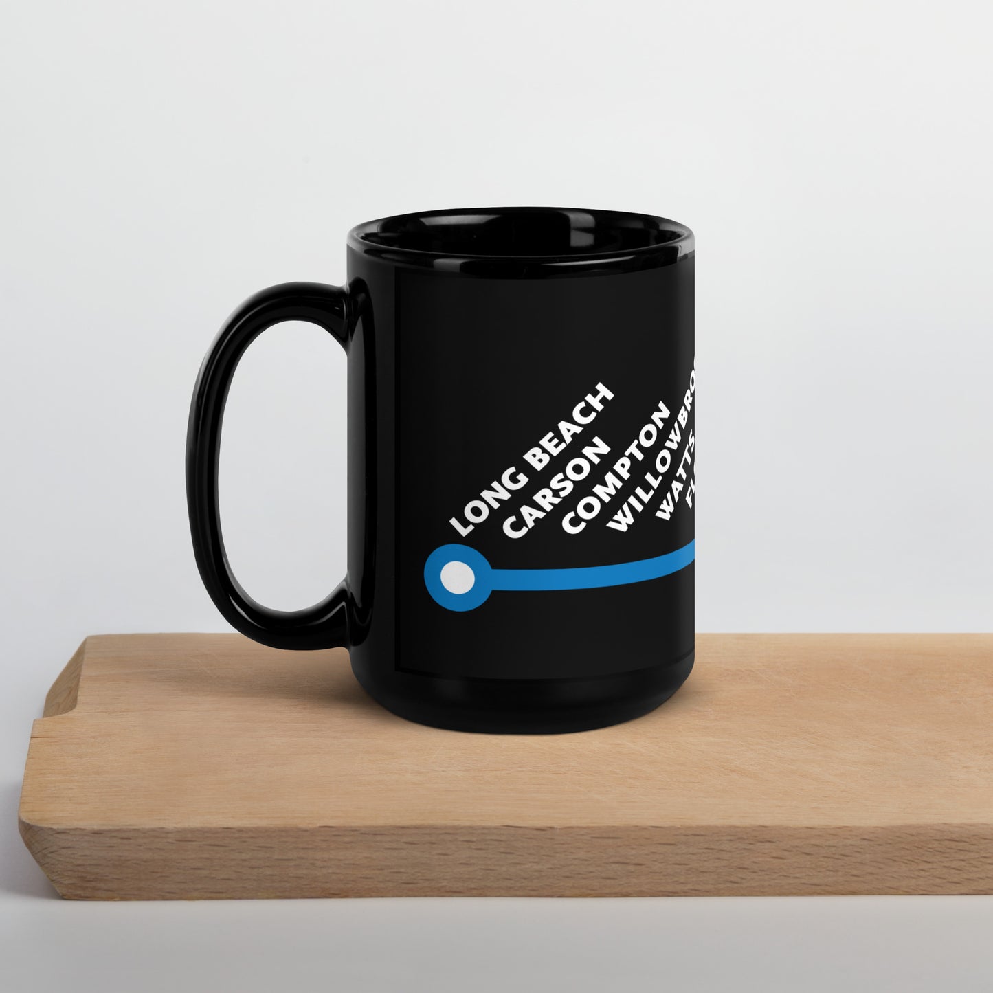 A Line Neighborhoods Black Glossy Mug