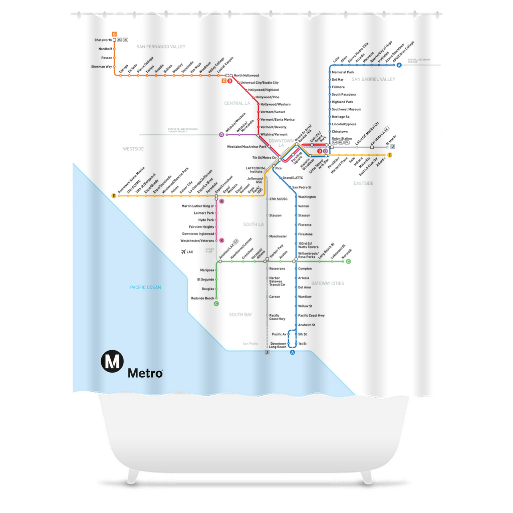 Los Angeles Metro Transit Map Shower Curtains