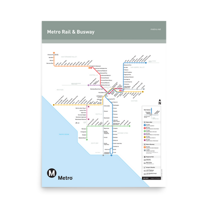 Los Angeles Metro Transit Map Poster