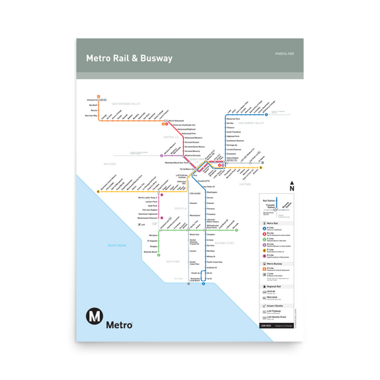 Los Angeles Metro Transit Map Poster