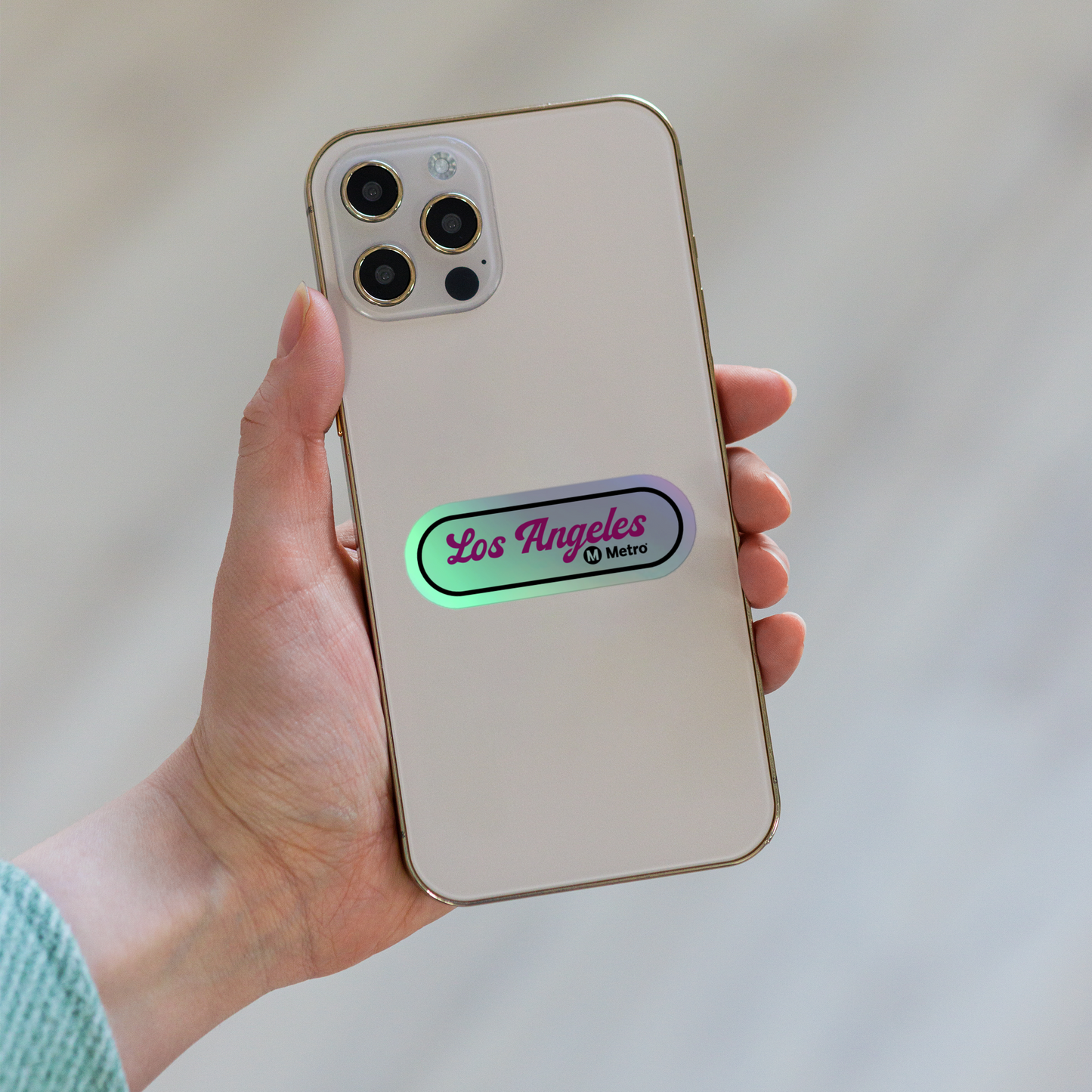 Pink Los Angeles Metro Holographic Sticker