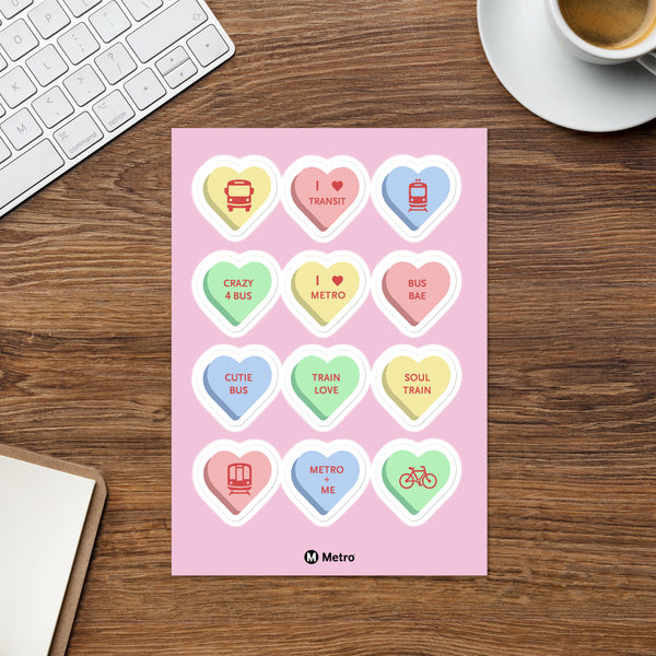 Valentine's Day Transit Sticker Sheet