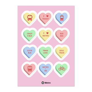 Multimodal Transit Hearts Sticker Sheet
