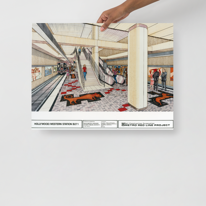 Red Line Hollywood/Western Station Rendering Poster