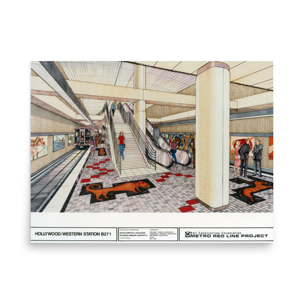 Red Line Hollywood/Western Station Rendering Poster