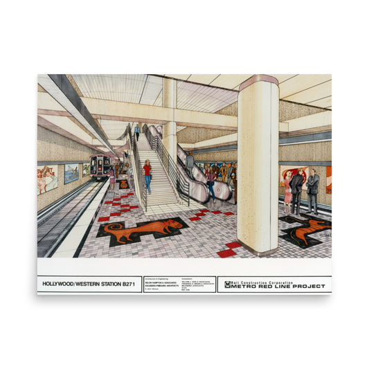 Red Line Hollywood/Western Station Rendering Poster