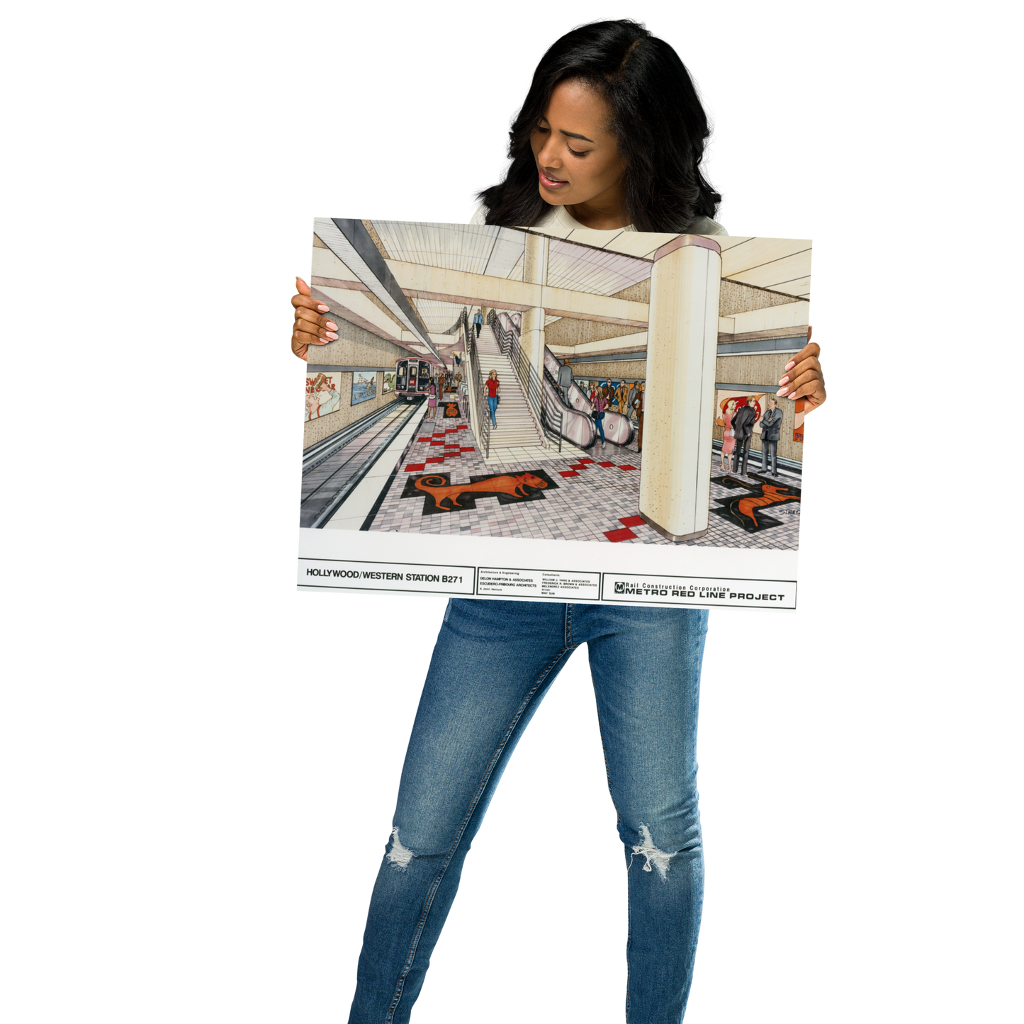 Red Line Hollywood/Western Station Rendering Poster
