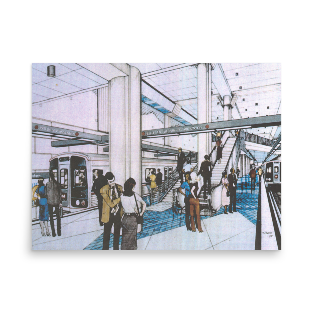 Purple Line Wilshire/Western Station Station Platform Rendering Poster