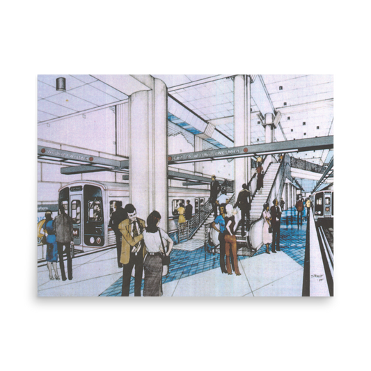 Purple Line Wilshire/Western Station Station Platform Rendering Poster