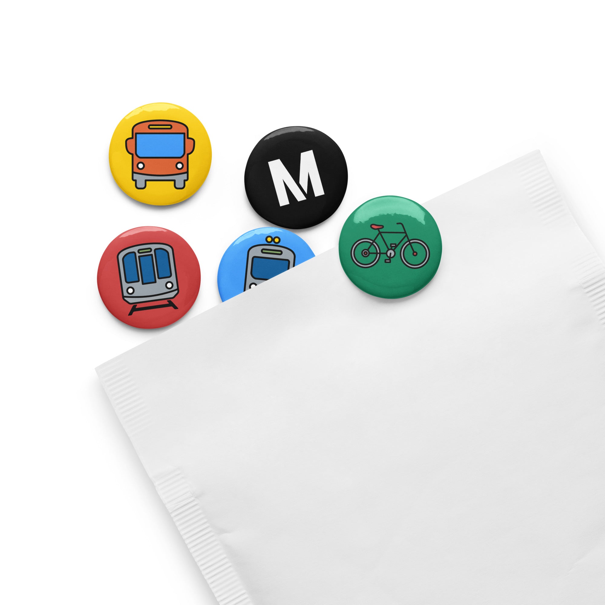 Los Angeles Metro Train, Bus, and Bike Pin-Back Button 5-Pack – Metro Shop