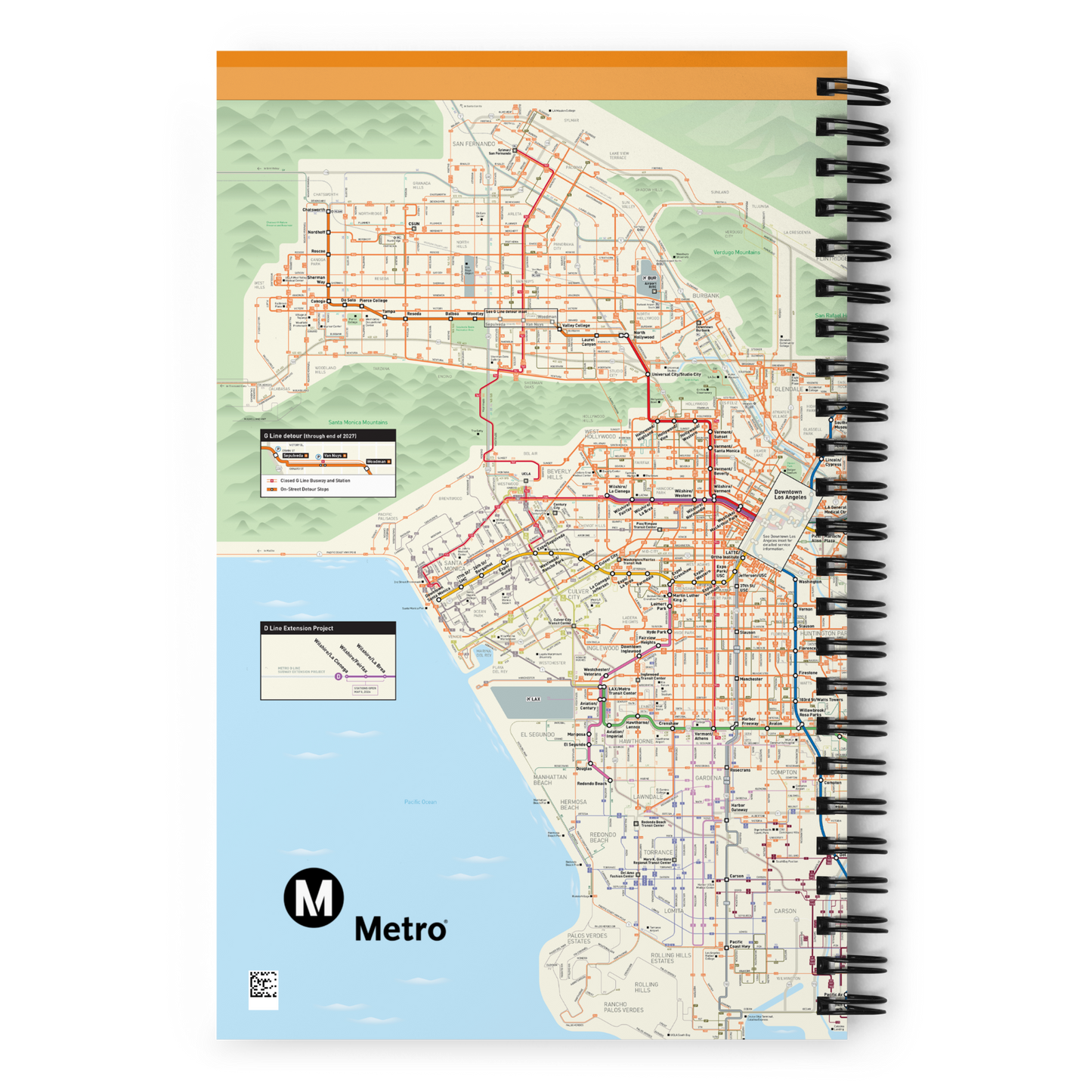 Los Angeles Metro System Map Spiral Notebook - Metro Shop