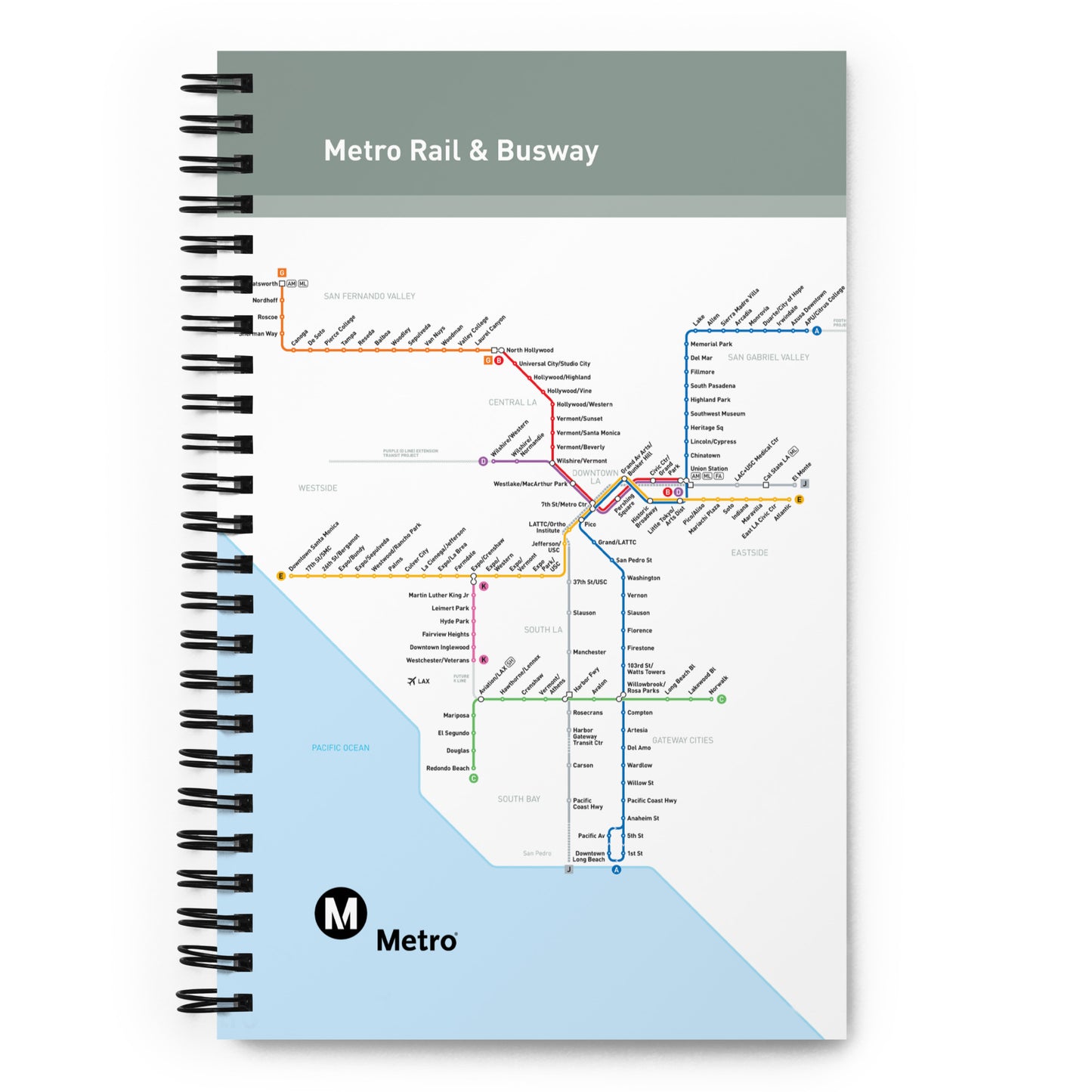 Los Angeles Metro Transit Map Spiral Notebook