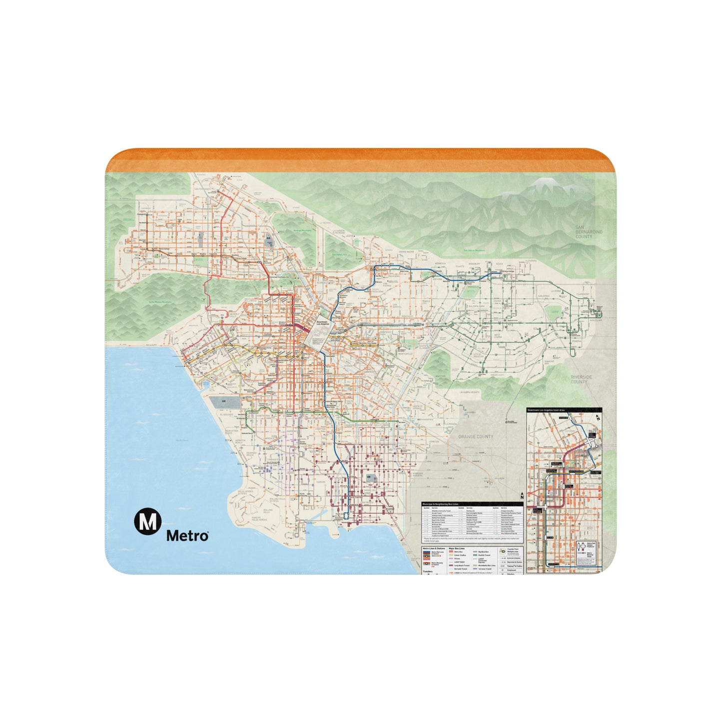 Los Angeles Metro System Map Sherpa Blanket