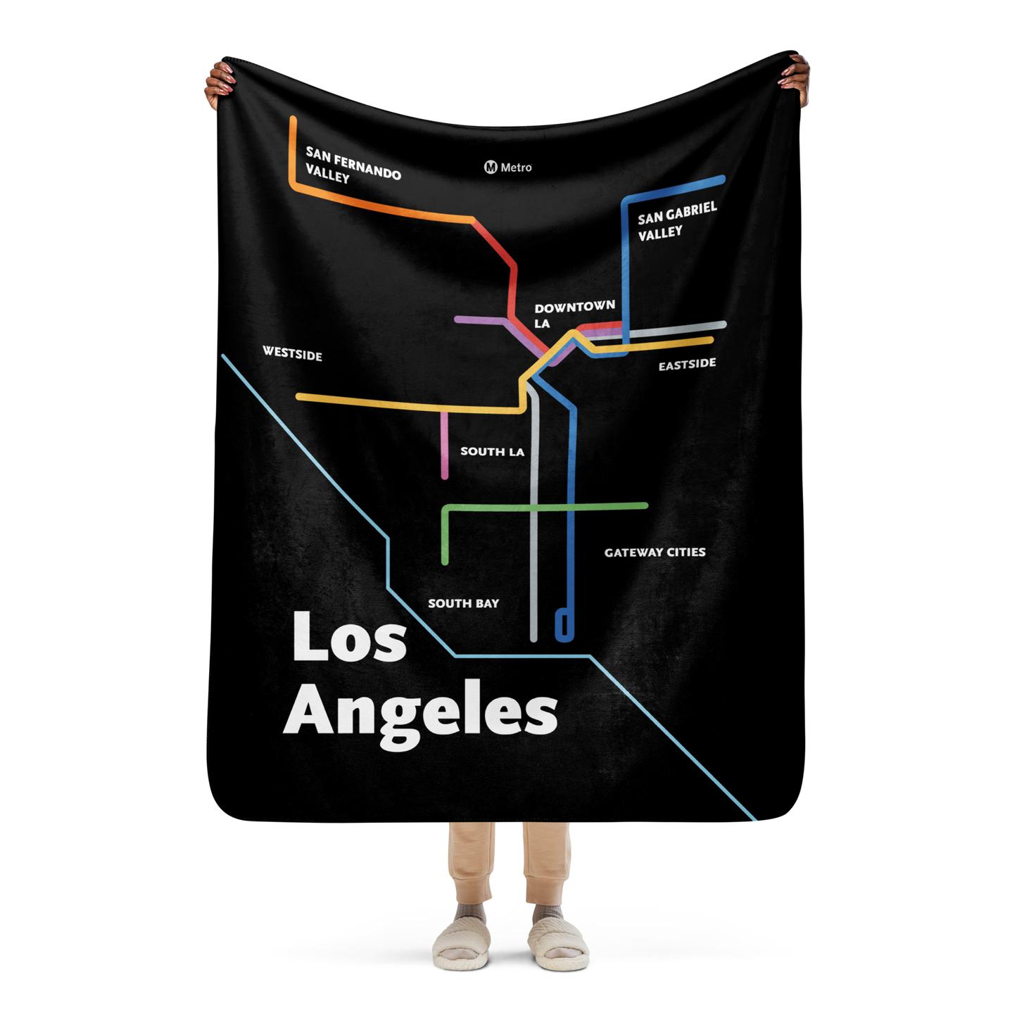 Los Angeles Dark Mode Map Sherpa Blanket