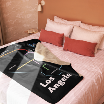 Los Angeles Dark Mode Map Sherpa Blanket