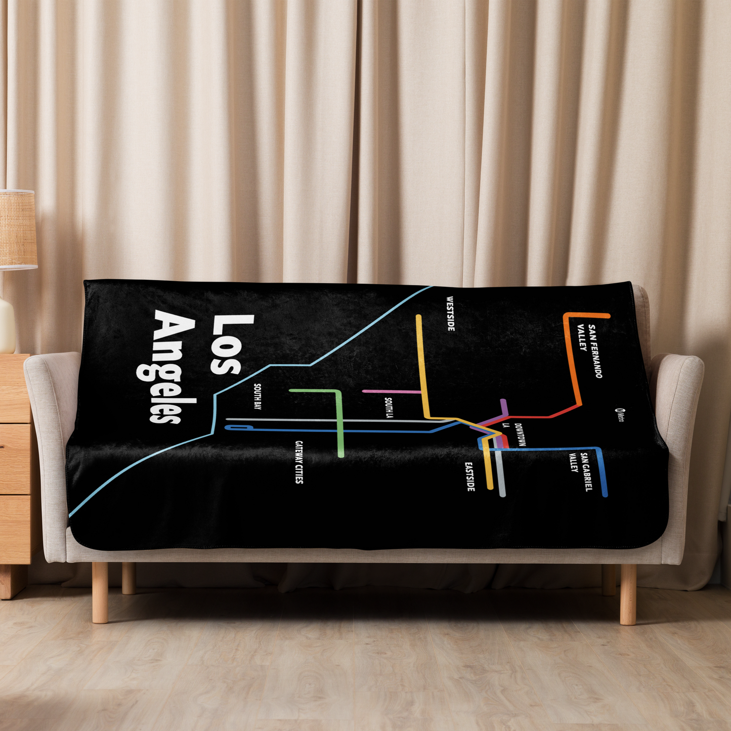 Los Angeles Dark Mode Map Sherpa Blanket