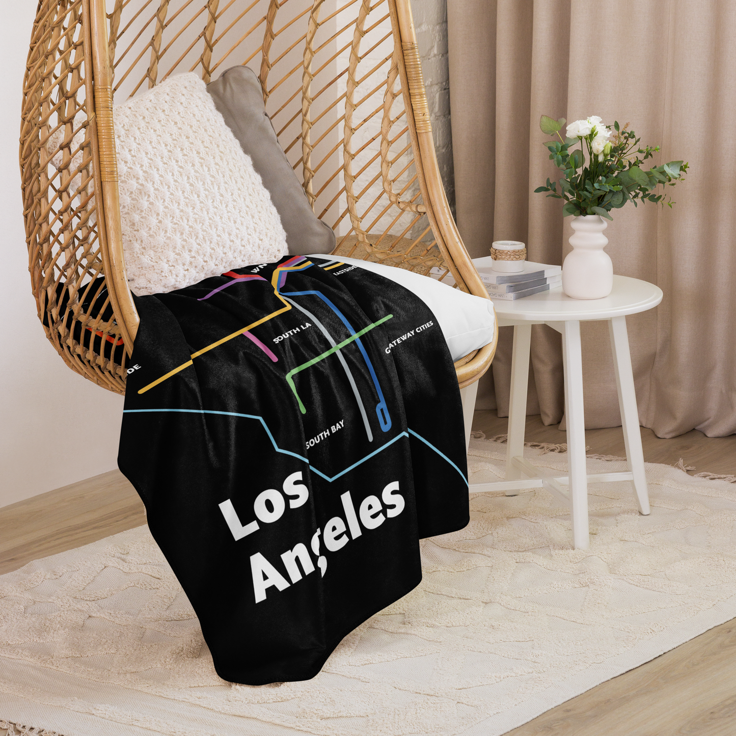 Los Angeles Dark Mode Map Sherpa Blanket