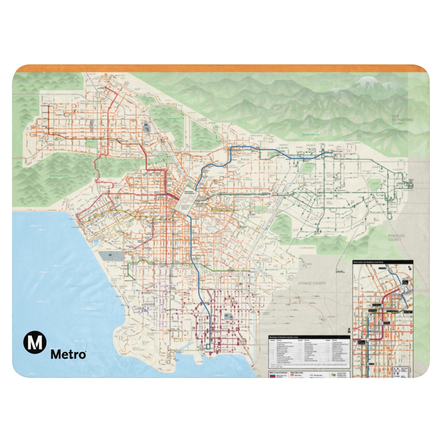 Los Angeles Metro System Map Sherpa Blanket