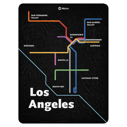 Los Angeles Dark Mode Map Sherpa Blanket