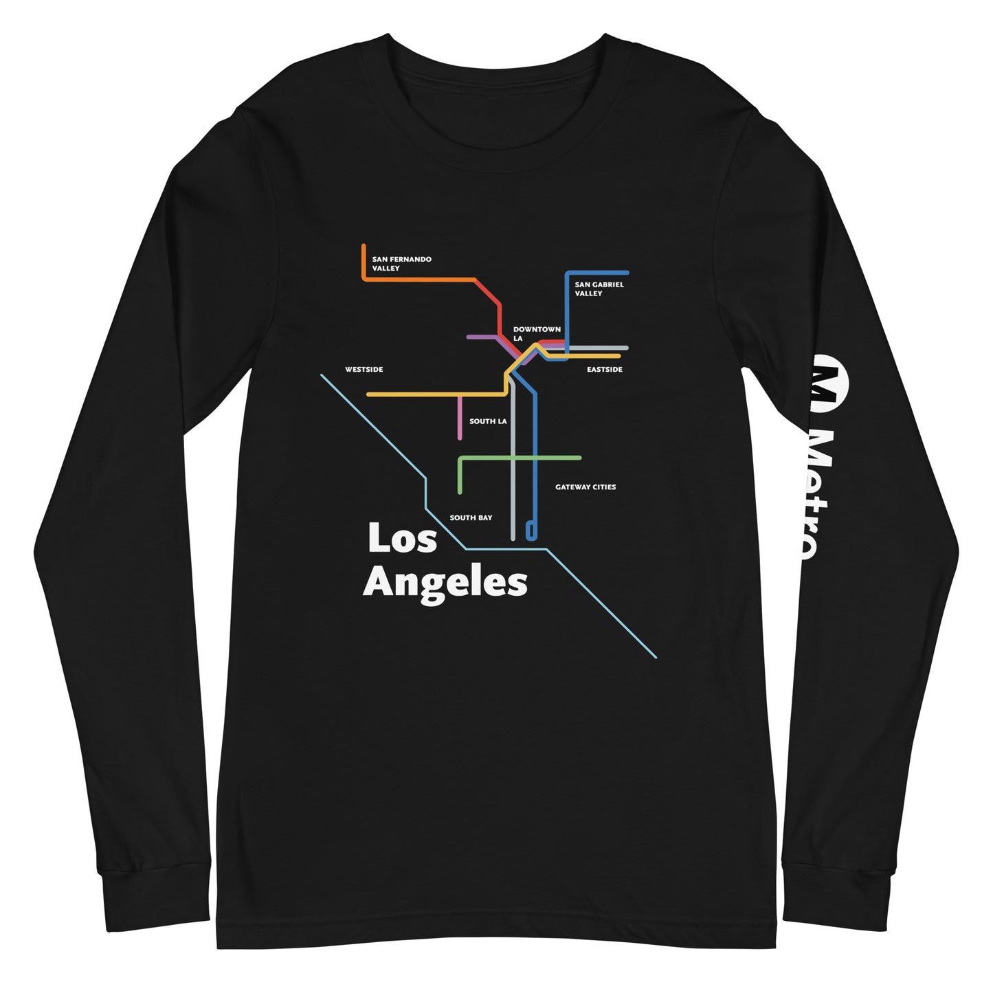 Los Angeles Dark Mode Map Unisex Long Sleeve Tee