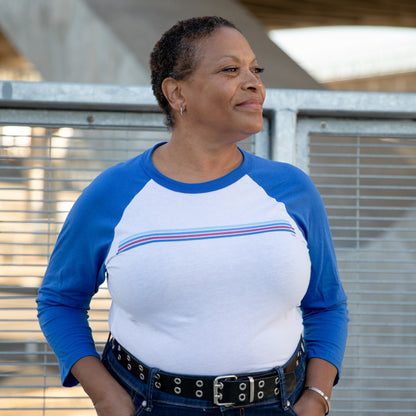 Retro Blue Line Baseball T-Shirt