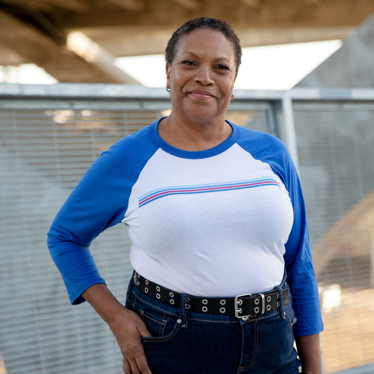 Retro Blue Line Baseball T-Shirt